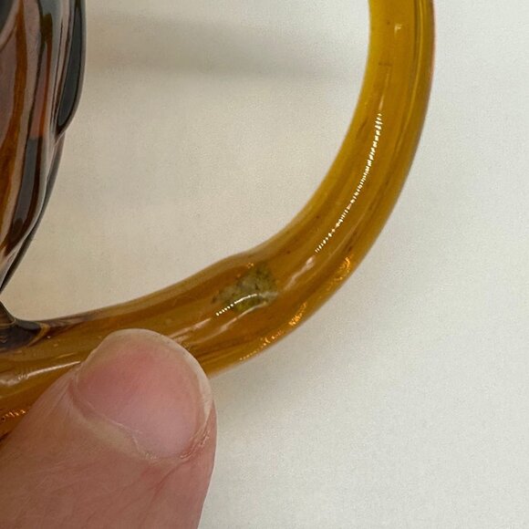 Vintage Pitcher Creamer Amber Glass Textured Honey Autumn Fall Decor Pilgrim USA - Picture 8 of 9